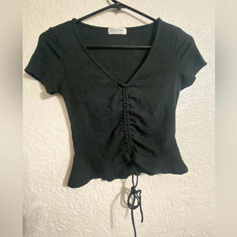 Black Ruched Women's Crop Top